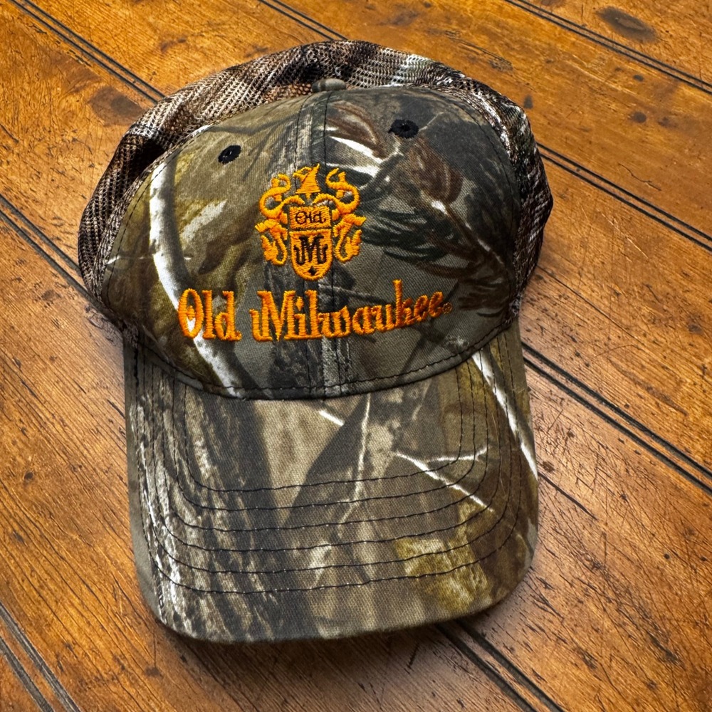 Old‎ Milwaukee Beer Camo Trucker Hat Cap America Mesh Snapback Camouflage Orange